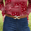Lele Sadoughi BELTS WALNUT HORSESHOE RUCHED FAUX SUEDE BELT