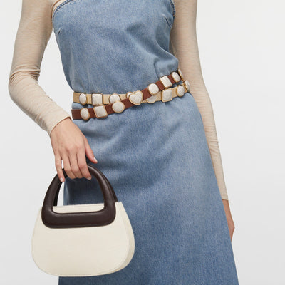 Lele Sadoughi BELTS ONE SIZE WALNUT PEARL STATION BELT