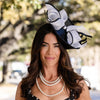 LELE SADOUGHI BLACK AND WHITE SELMA FASCINATOR