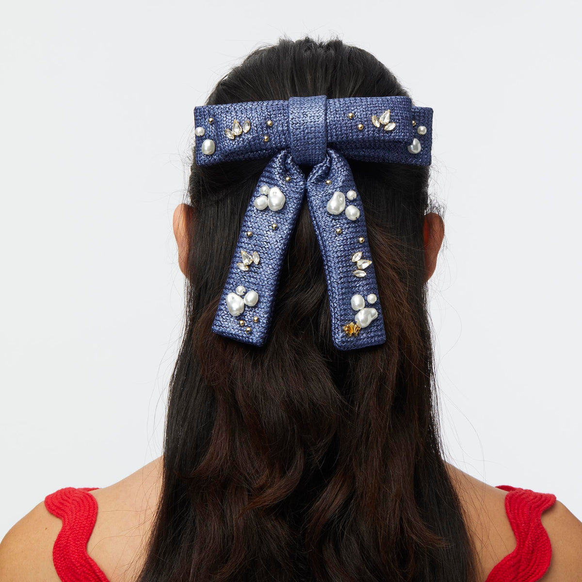 LELE SADOUGHI BOW BARRETTE AZURE ANTOINETTE OASIS EMBELLISHED BOW BARRETTE