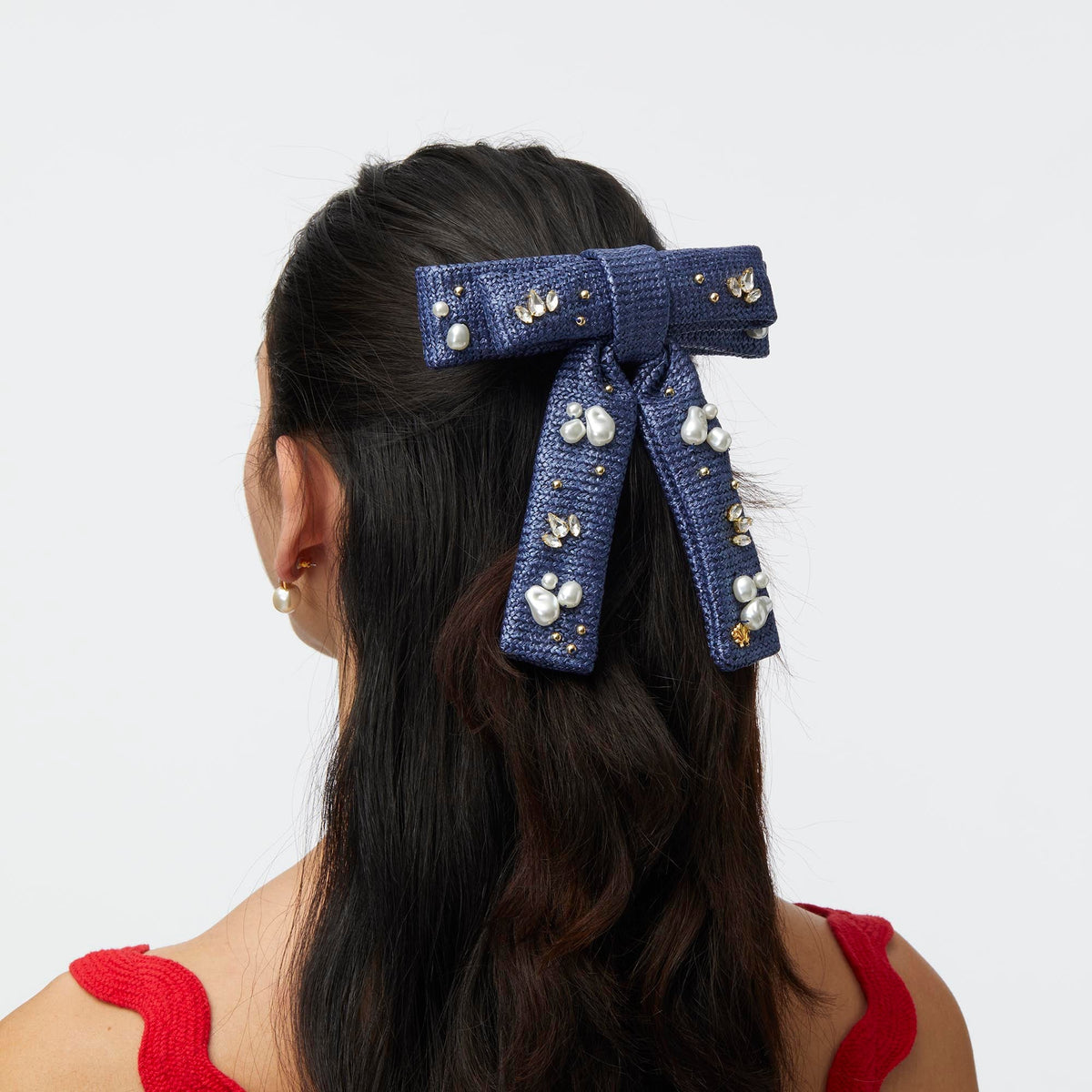 LELE SADOUGHI BOW BARRETTE AZURE ANTOINETTE OASIS EMBELLISHED BOW BARRETTE