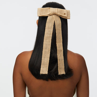 LELE SADOUGHI BOW BARRETTE NATURAL RAFFIA JANE BOW BARRETTE