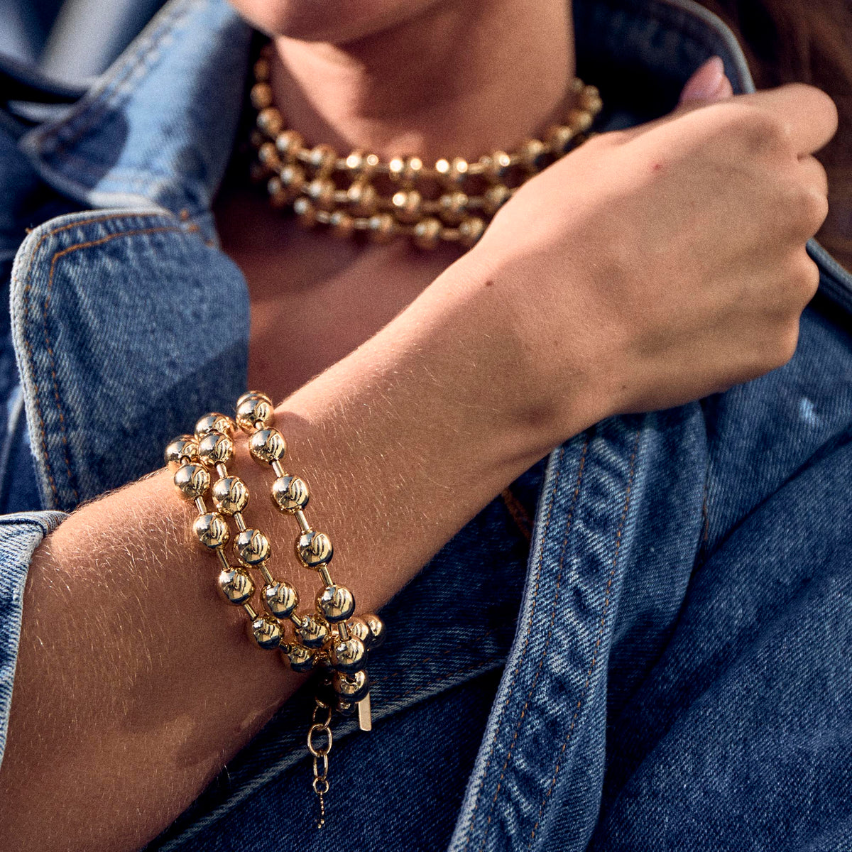 Lele Sadoughi BRACELET GOLD DIANA TRIPLE ROW BRACELET