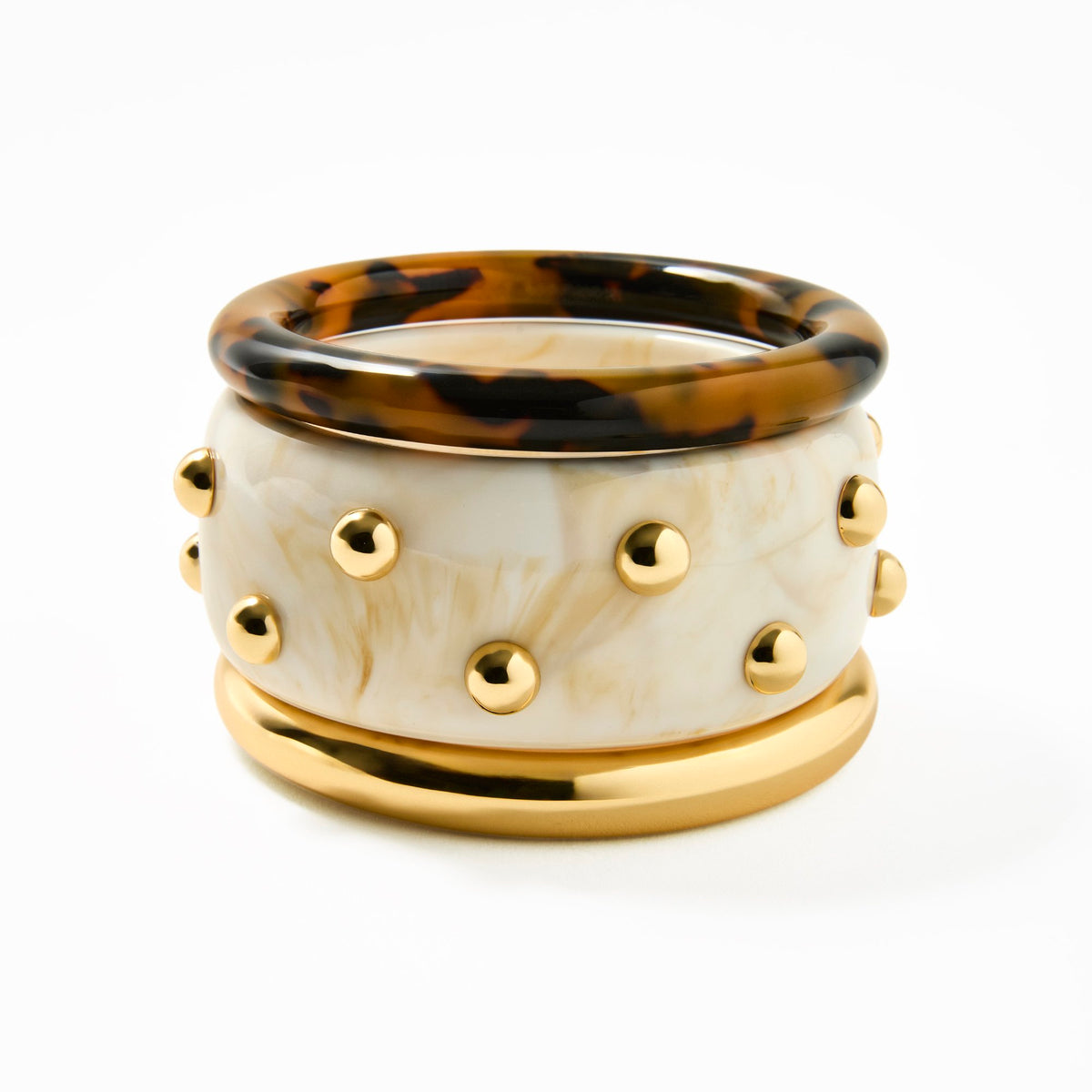 Lele Sadoughi BRACELETS LELE X BURU IVORY GOLD BANGLE SET