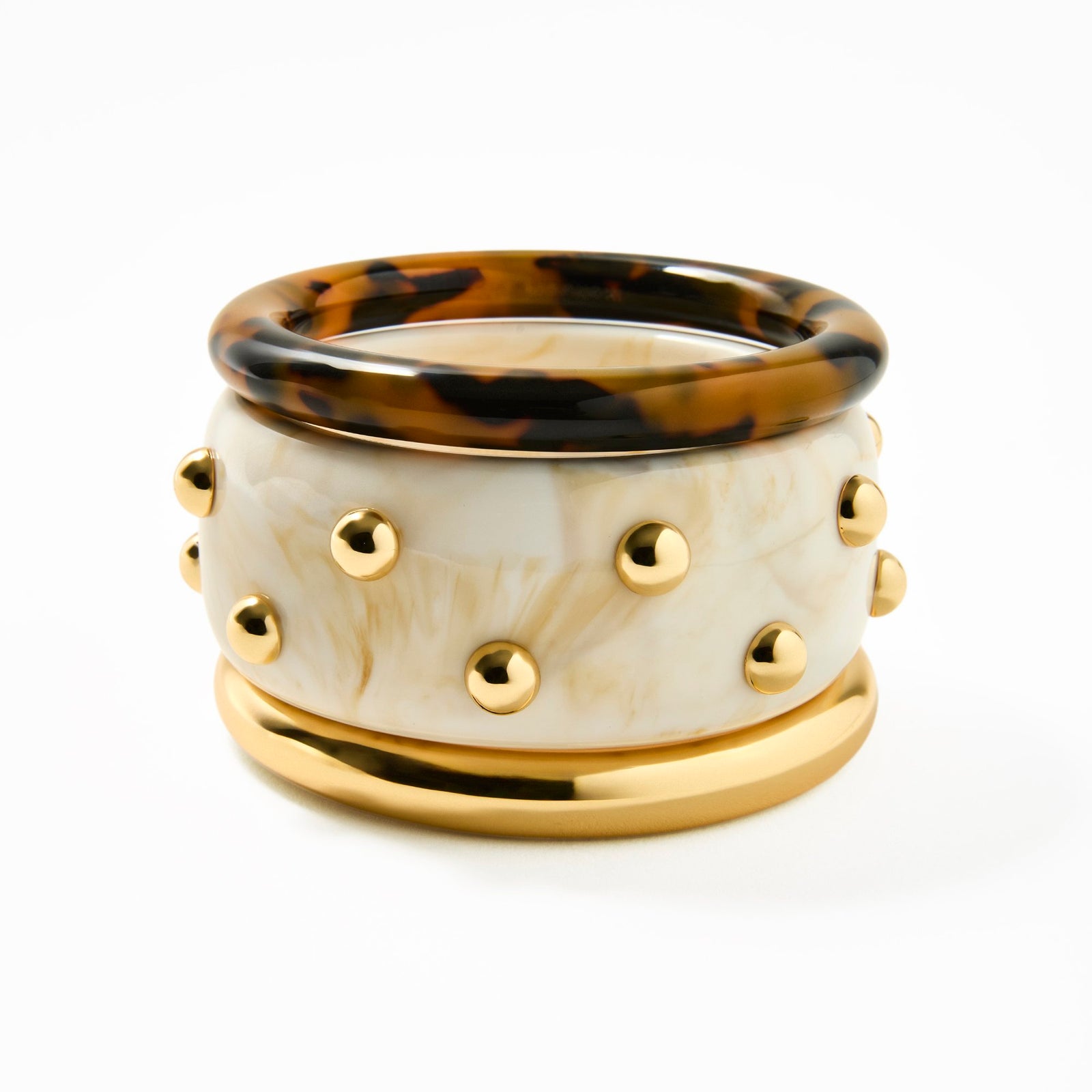 Lele Sadoughi BRACELETS LELE X BURU IVORY GOLD BANGLE SET