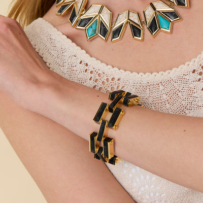 Lele Sadoughi BRACELETS ONYX STONE LINK BRACELET