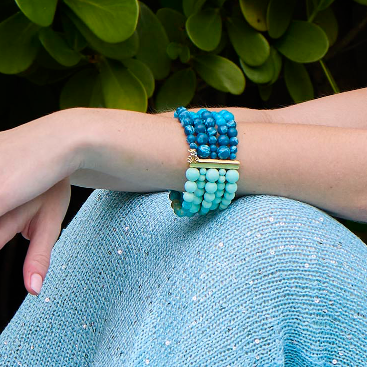 Lele Sadoughi BRACELETS SEAFOAM SPRAY RIVIERA FIVE STRAND BRACELET