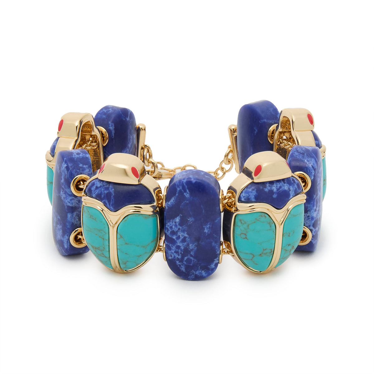 Lele Sadoughi BRACELETS TURQUOISE LAPIS STONE SCARAB BRACELET