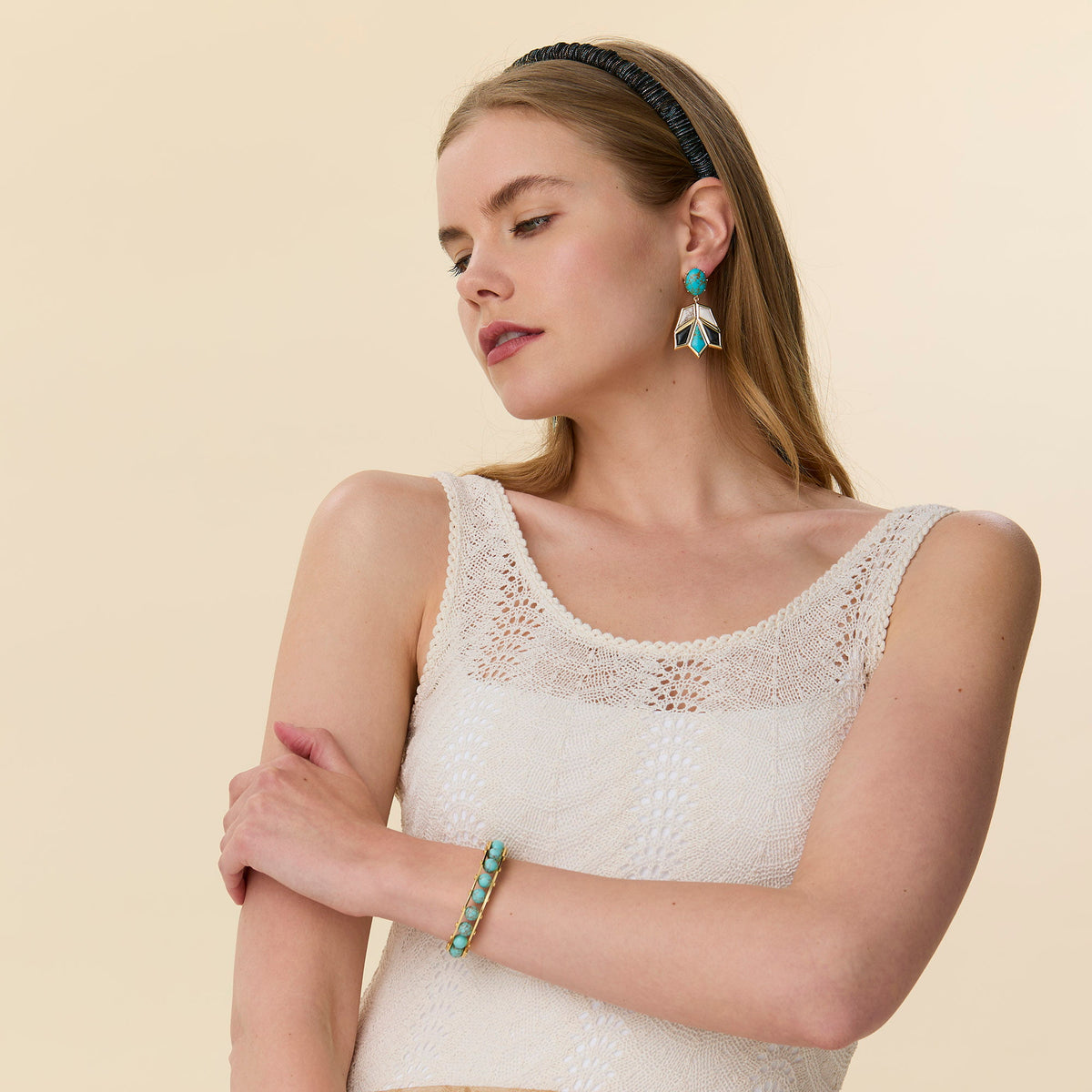 Lele Sadoughi BRACELETS TURQUOISE SLIDER CUFF