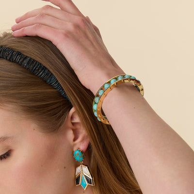 Lele Sadoughi BRACELETS TURQUOISE SLIDER CUFF