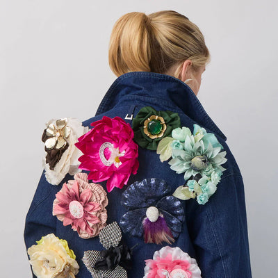 Lele Sadoughi BROOCHES HOT PINK DAISY RHINESTONE BROOCH