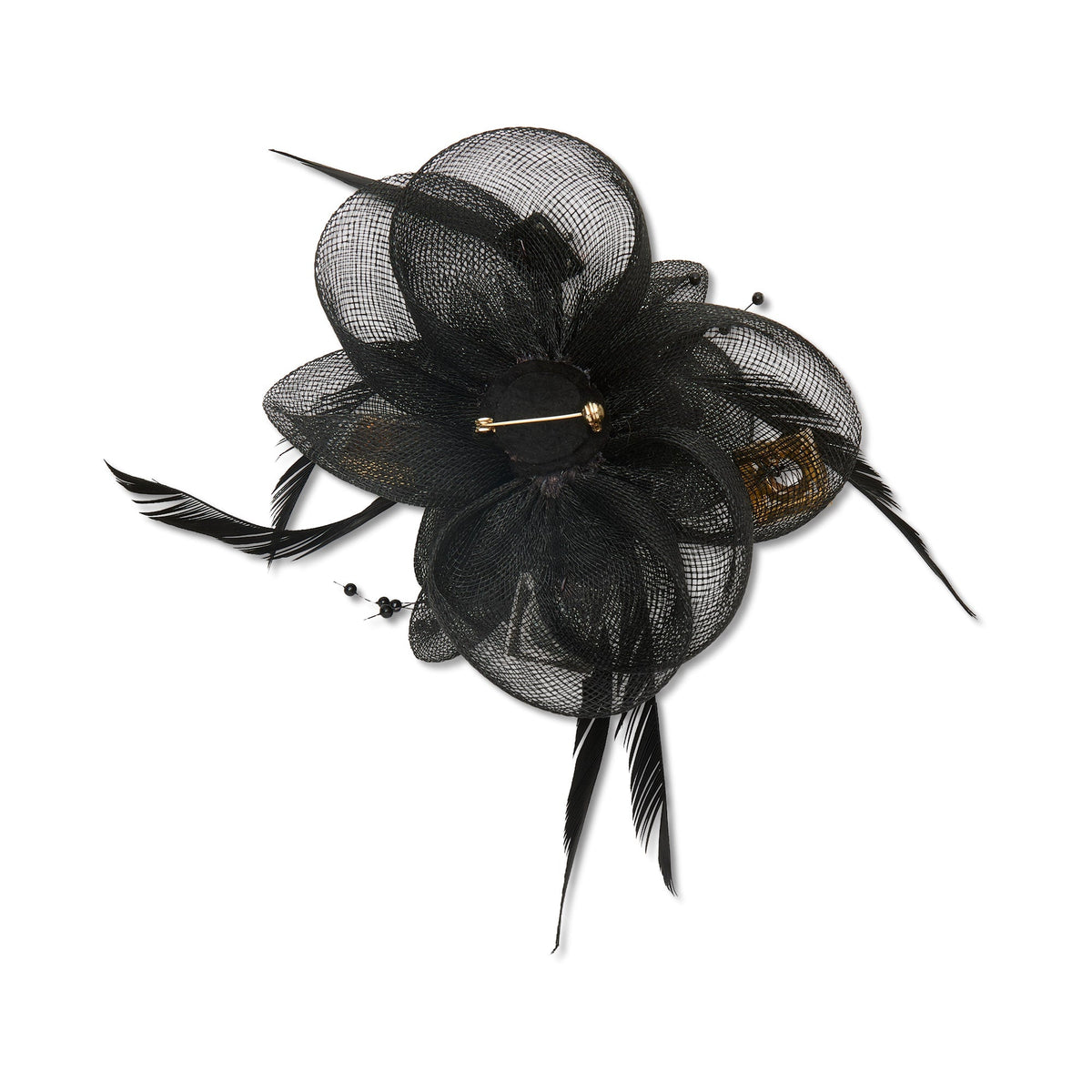 Lele Sadoughi BROOCHES JET FEATHERED CRYSTAL PEARL BROOCH