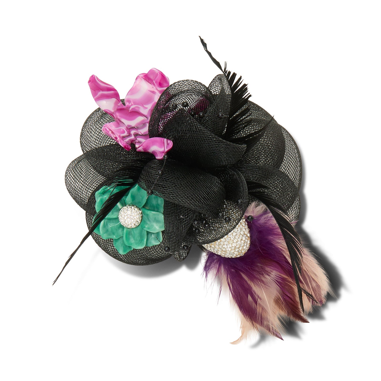 Lele Sadoughi BROOCHES JET FEATHERED LILY BROOCH