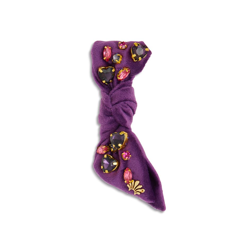 Lele Sadoughi BROOCHES ONE SIZE PURPLE EMBELLISHED AWARENESS RIBBON