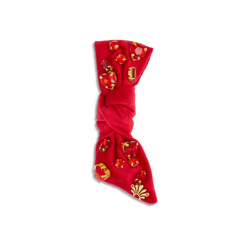 Lele Sadoughi BROOCHES ONE SIZE RED EMBELLISHED AWARENESS RIBBON