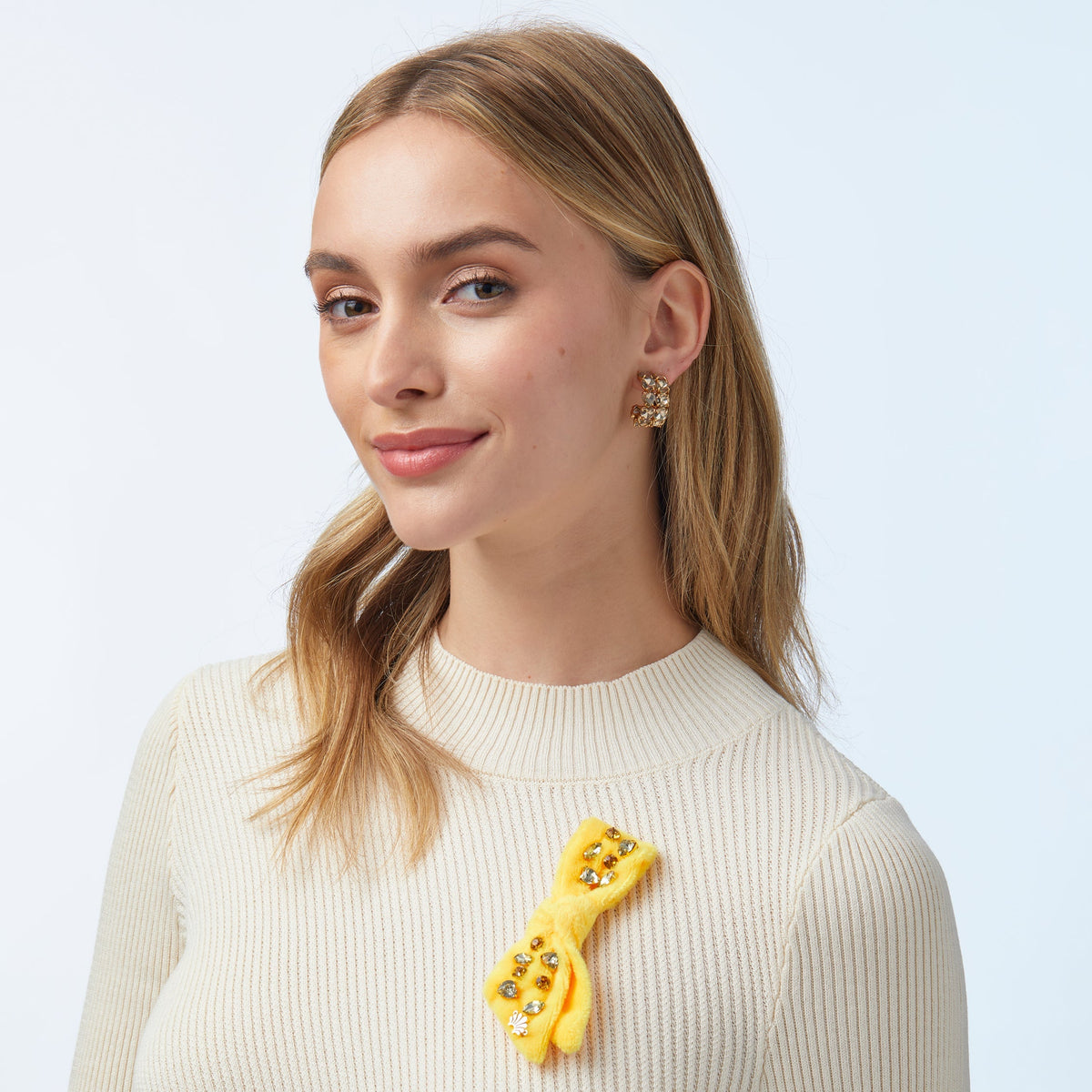 Lele Sadoughi BROOCHES ONE SIZE YELLOW EMBELLISHED AWARENESS RIBBON