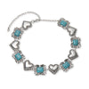 Lele Sadoughi CHAIN ONE SIZE TURQUOISE TRAIL RUFFLE HEART STONE CONCHO BELT