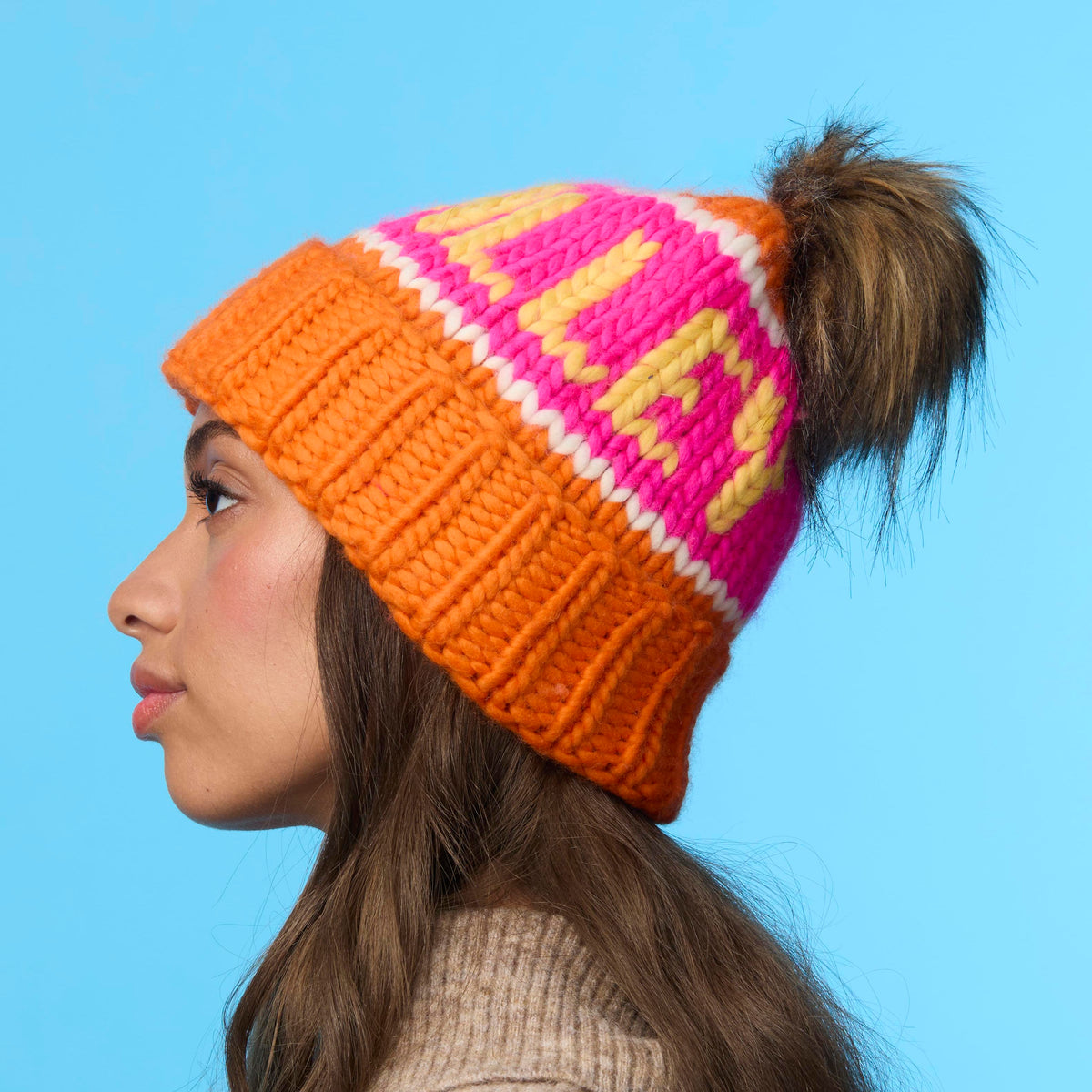 Lele Sadoughi COLD WEATHER BRIGHT ORANGE SUN VALLEY BEANIE