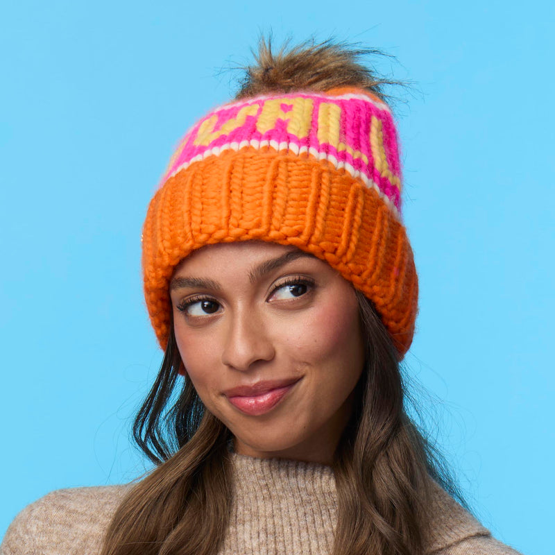 BRIGHT ORANGE SUN VALLEY BEANIE
