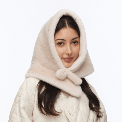Lele Sadoughi COLD WEATHER IVORY FAUX FUR BONNET SCARF