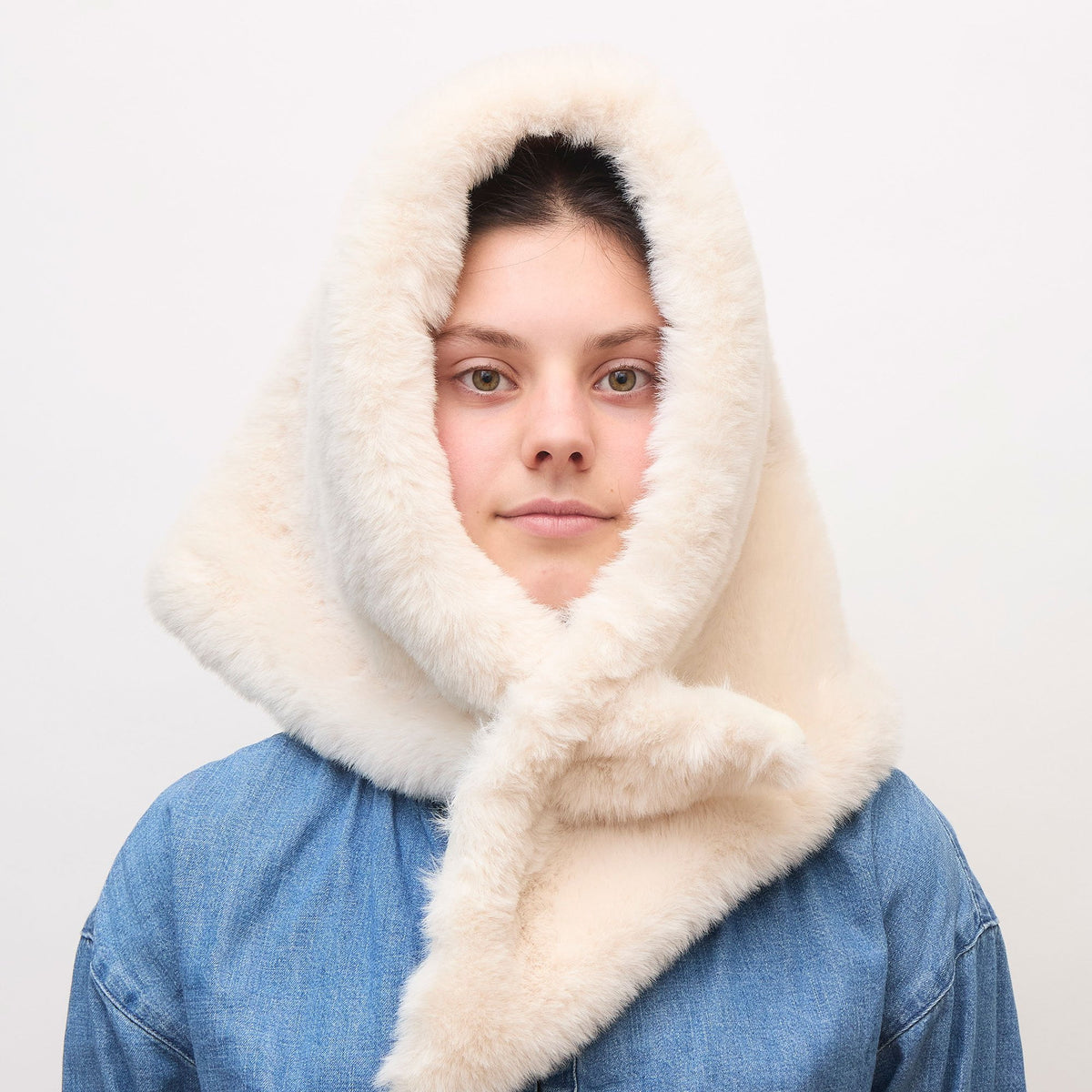 Lele Sadoughi COLD WEATHER IVORY FAUX FUR BONNET SCARF