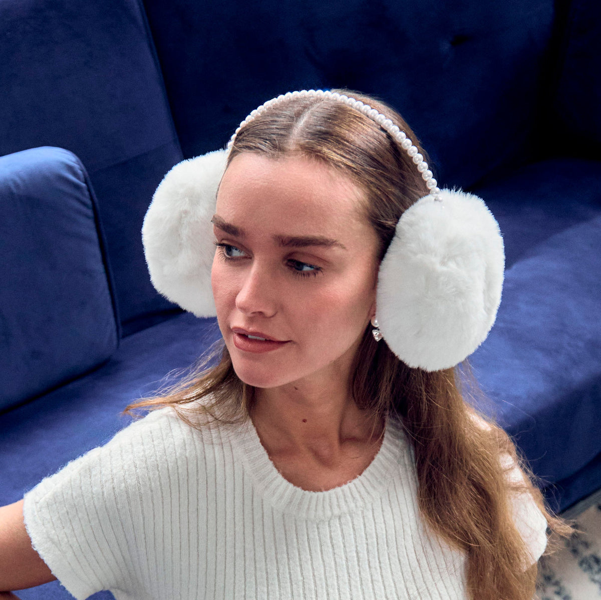 Lele Sadoughi COLD WEATHER IVORY FAUX FUR PEARL EARMUFF