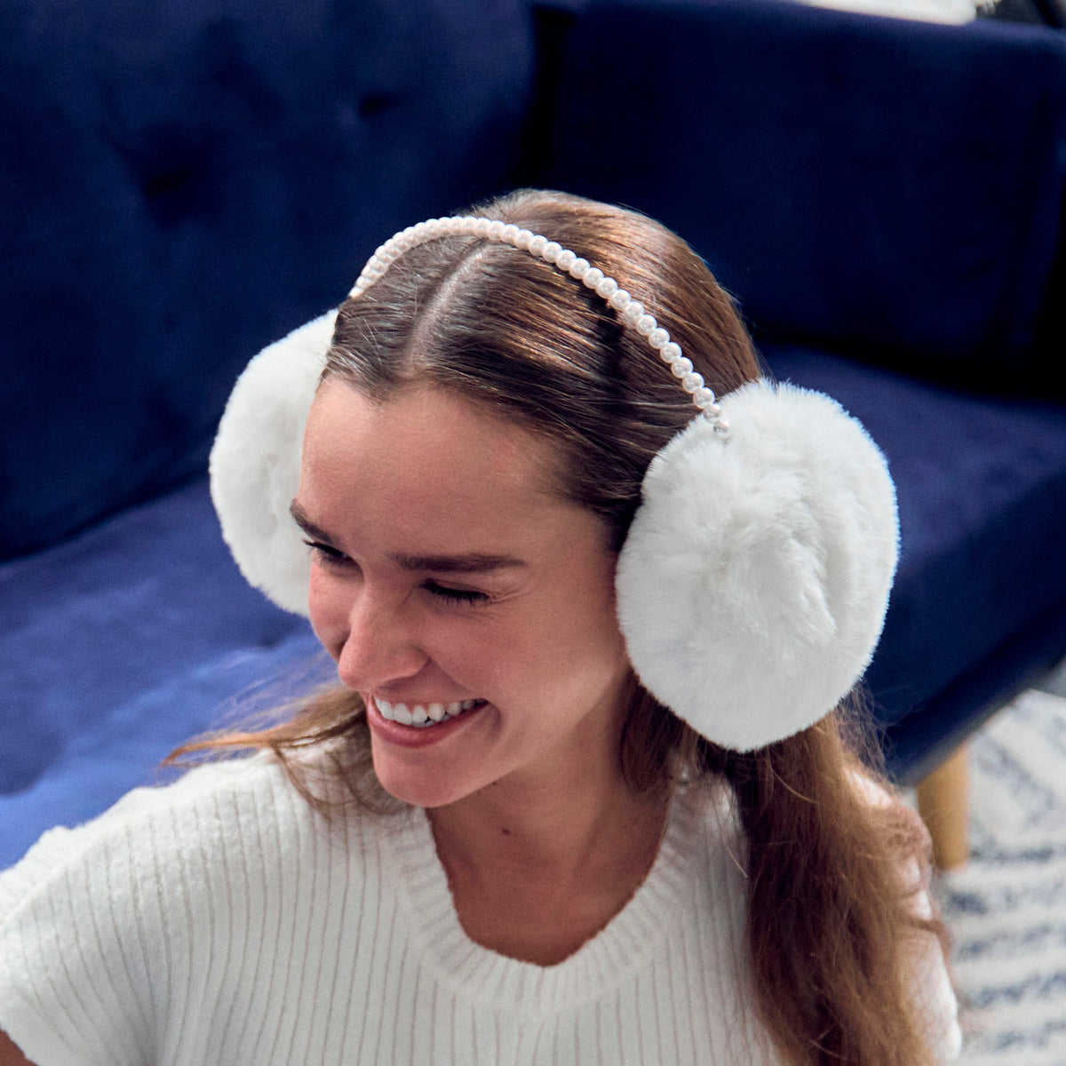 Lele Sadoughi COLD WEATHER IVORY FAUX FUR PEARL EARMUFF