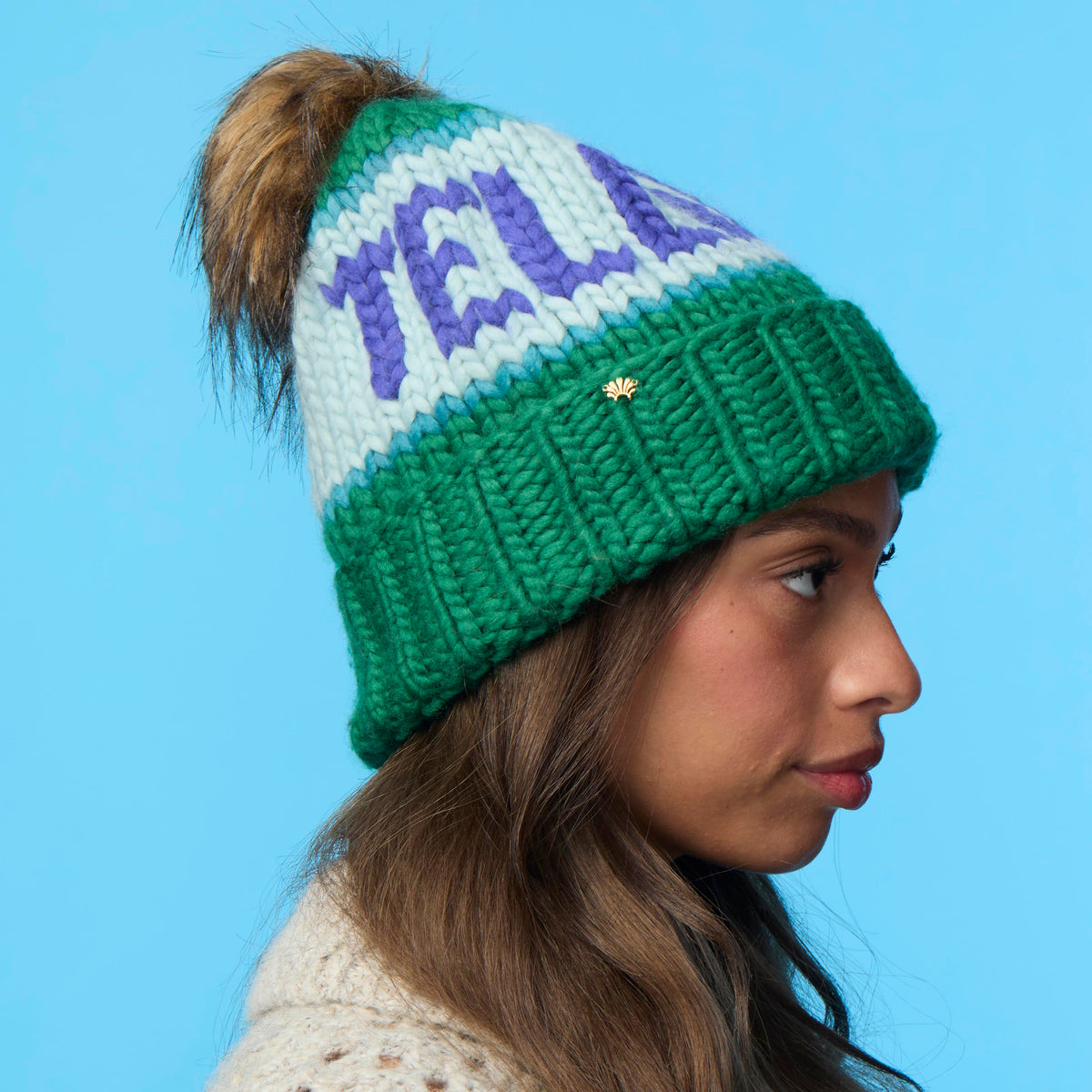 Lele Sadoughi COLD WEATHER KELLY GREEN TELLURIDE BEANIE