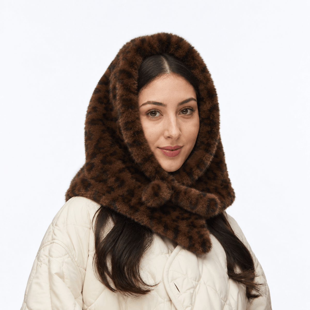 Lele Sadoughi COLD WEATHER LEOPARD FAUX FUR BONNET SCARF