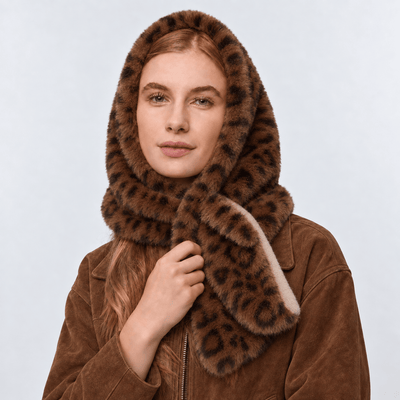 Lele Sadoughi COLD WEATHER ONE SIZE / LEOPARD LEOPARD FAUX FUR BONNET SCARF