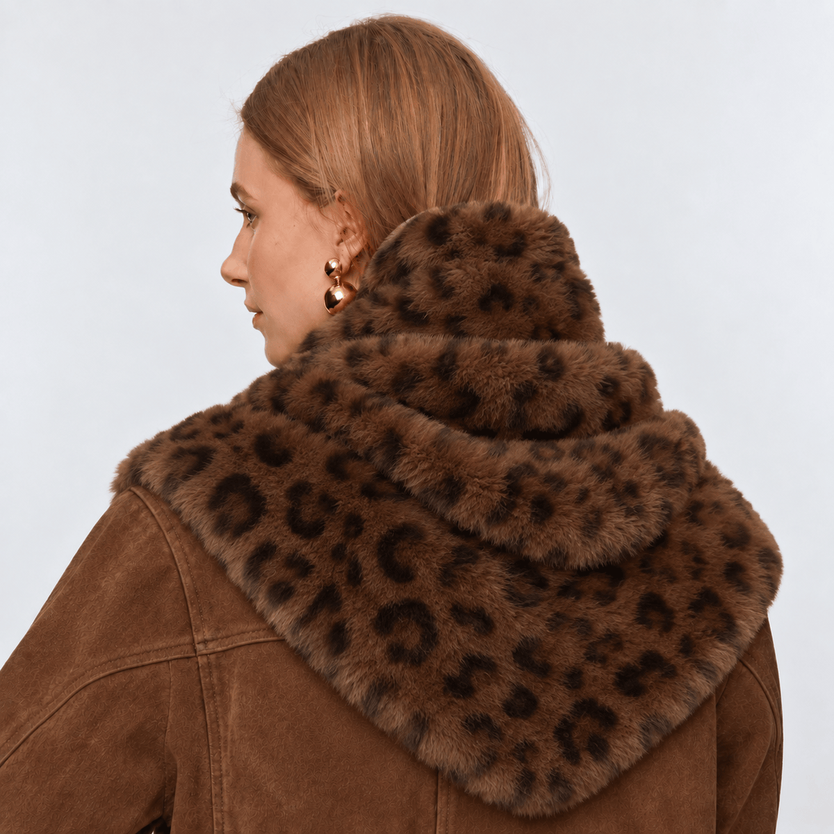 Lele Sadoughi COLD WEATHER LEOPARD FAUX FUR BONNET SCARF
