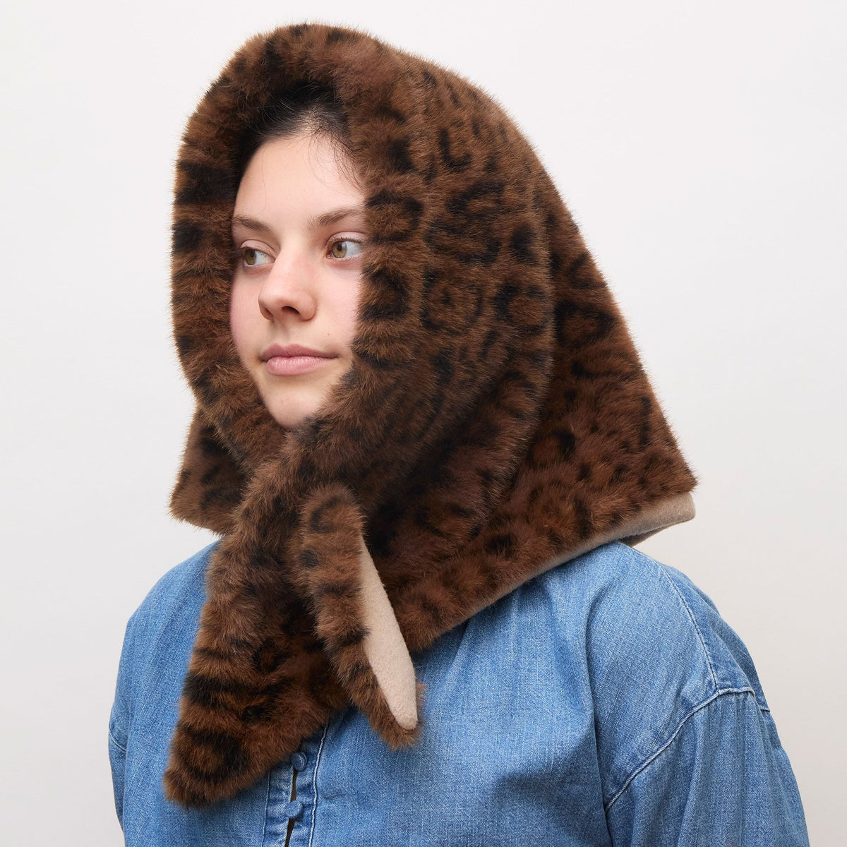 Lele Sadoughi COLD WEATHER LEOPARD FAUX FUR BONNET SCARF