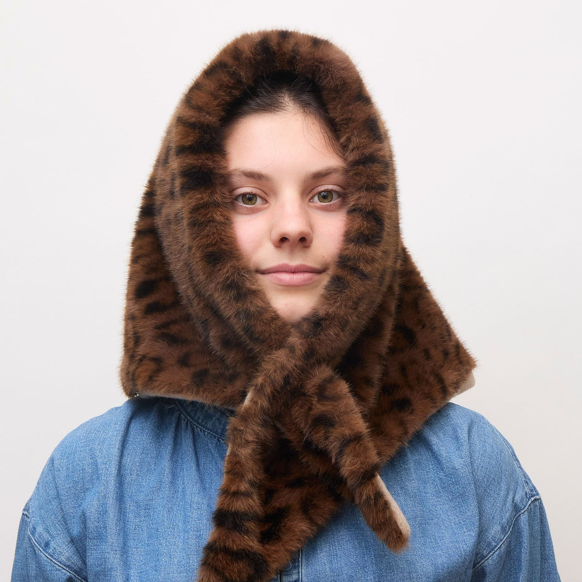 Lele Sadoughi COLD WEATHER LEOPARD FAUX FUR BONNET SCARF