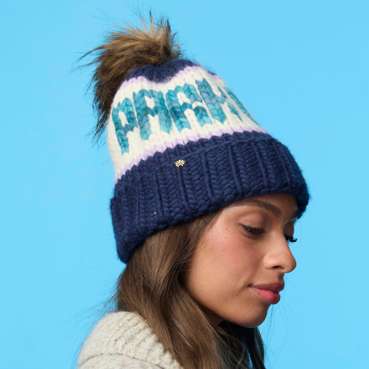 Lele Sadoughi COLD WEATHER NAVY PARK CITY BEANIE