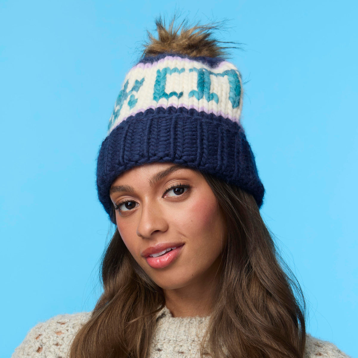 Lele Sadoughi COLD WEATHER NAVY PARK CITY BEANIE