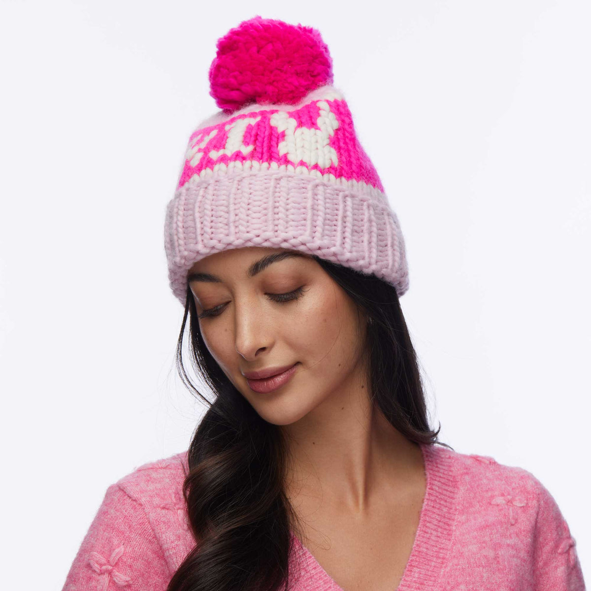 Lele Sadoughi COLD WEATHER NEON BLUSH SKI BUNNY BEANIE