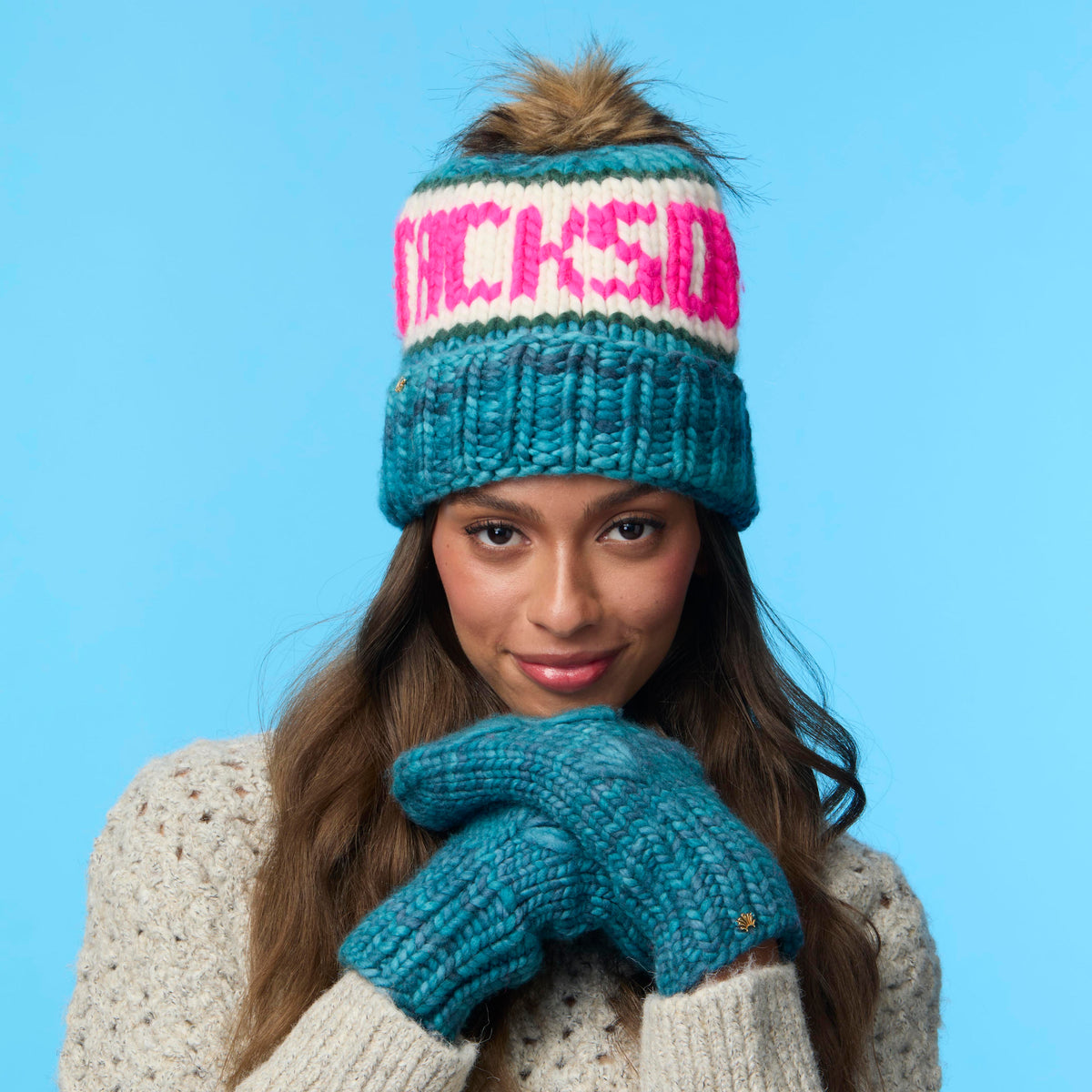 Lele Sadoughi COLD WEATHER PEACOCK MOTLEY MITTENS