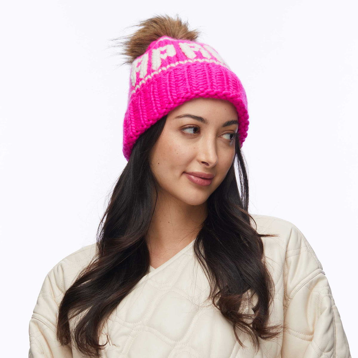Lele Sadoughi COLD WEATHER PINK APRES BEANIE
