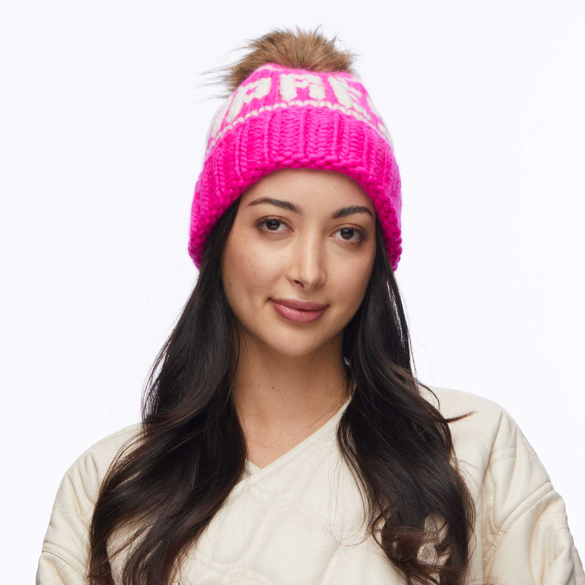 Lele Sadoughi COLD WEATHER PINK APRES BEANIE