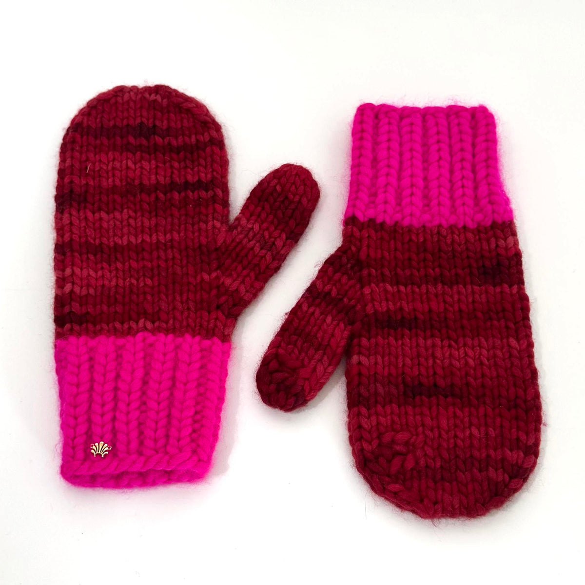 Lele Sadoughi COLD WEATHER SCARLET PINK COLORBLOCK MITTENS