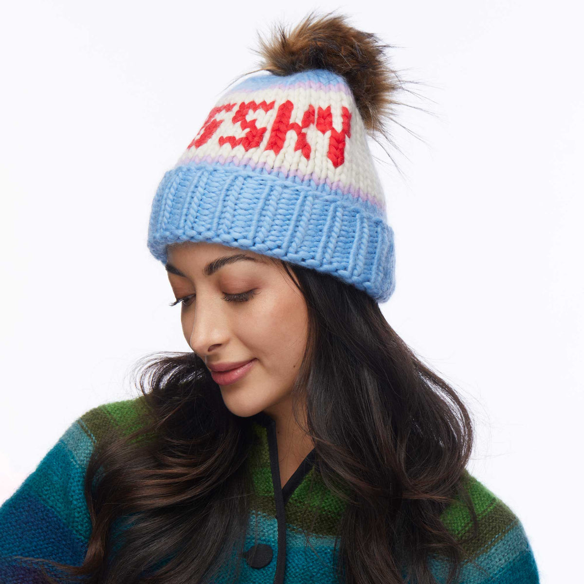 Lele Sadoughi COLD WEATHER SKY BLUE THE BIG SKY BEANIE