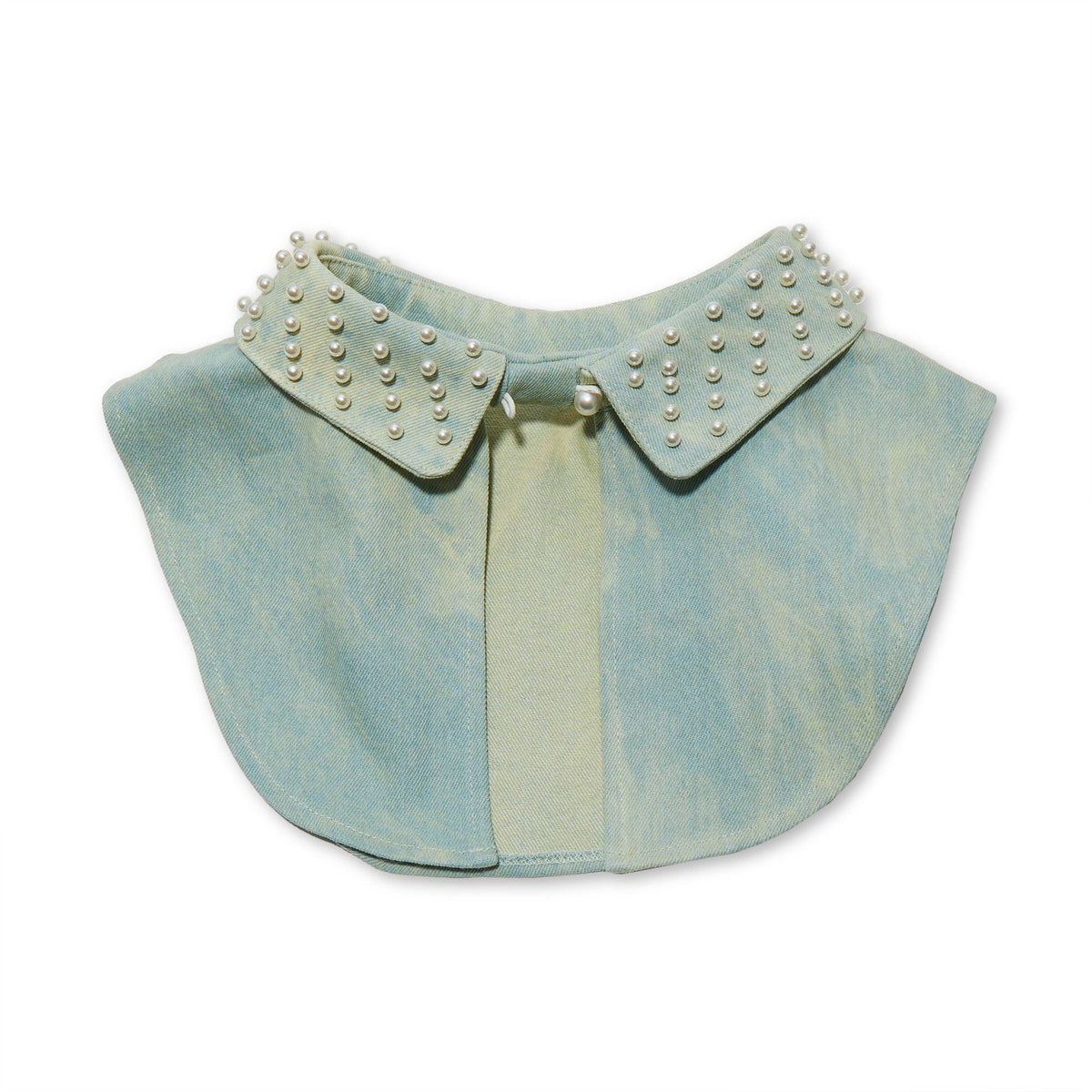 Lele Sadoughi COLLARS ONE SIZE FADED DENIM PEARL EMBELLISHED COLLAR