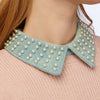 Lele Sadoughi COLLARS ONE SIZE FADED DENIM PEARL EMBELLISHED COLLAR