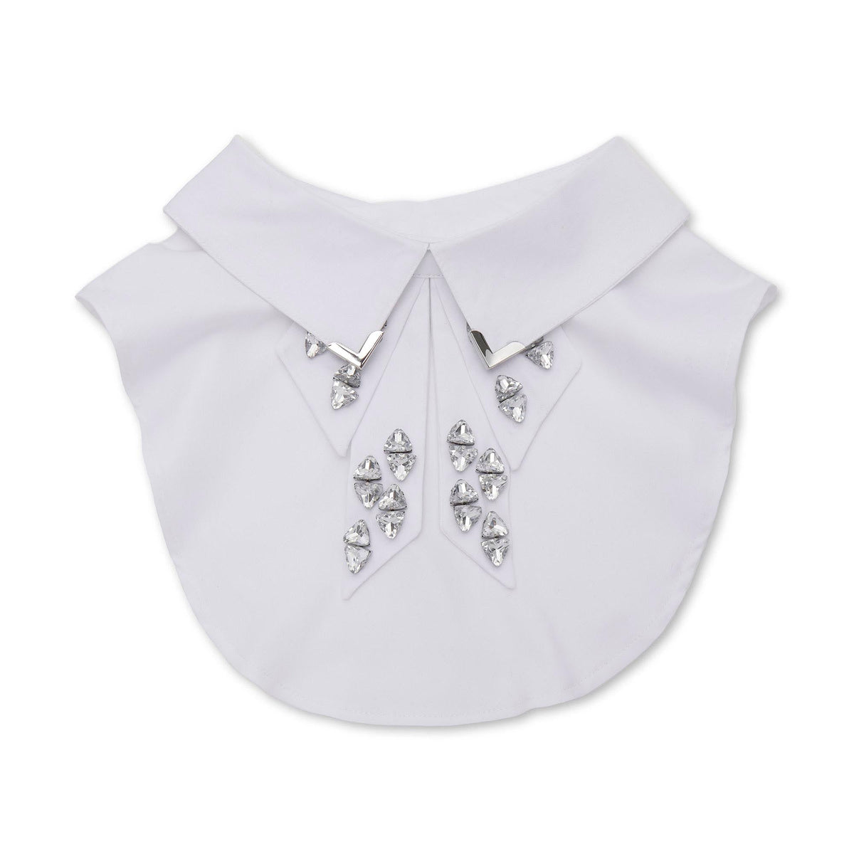 Lele Sadoughi COLLARS WHITE SILVER VICTORIA TRIANGLE CRYSTAL BOW TIE COLLAR