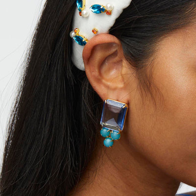 LELE SADOUGHI EARRING SKY BLUE CRYSTAL BERRY BUTTON EARRING