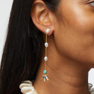 LELE SADOUGHI EARRING TURQUOISE SEA LINEAR TRIFOLD EARRING