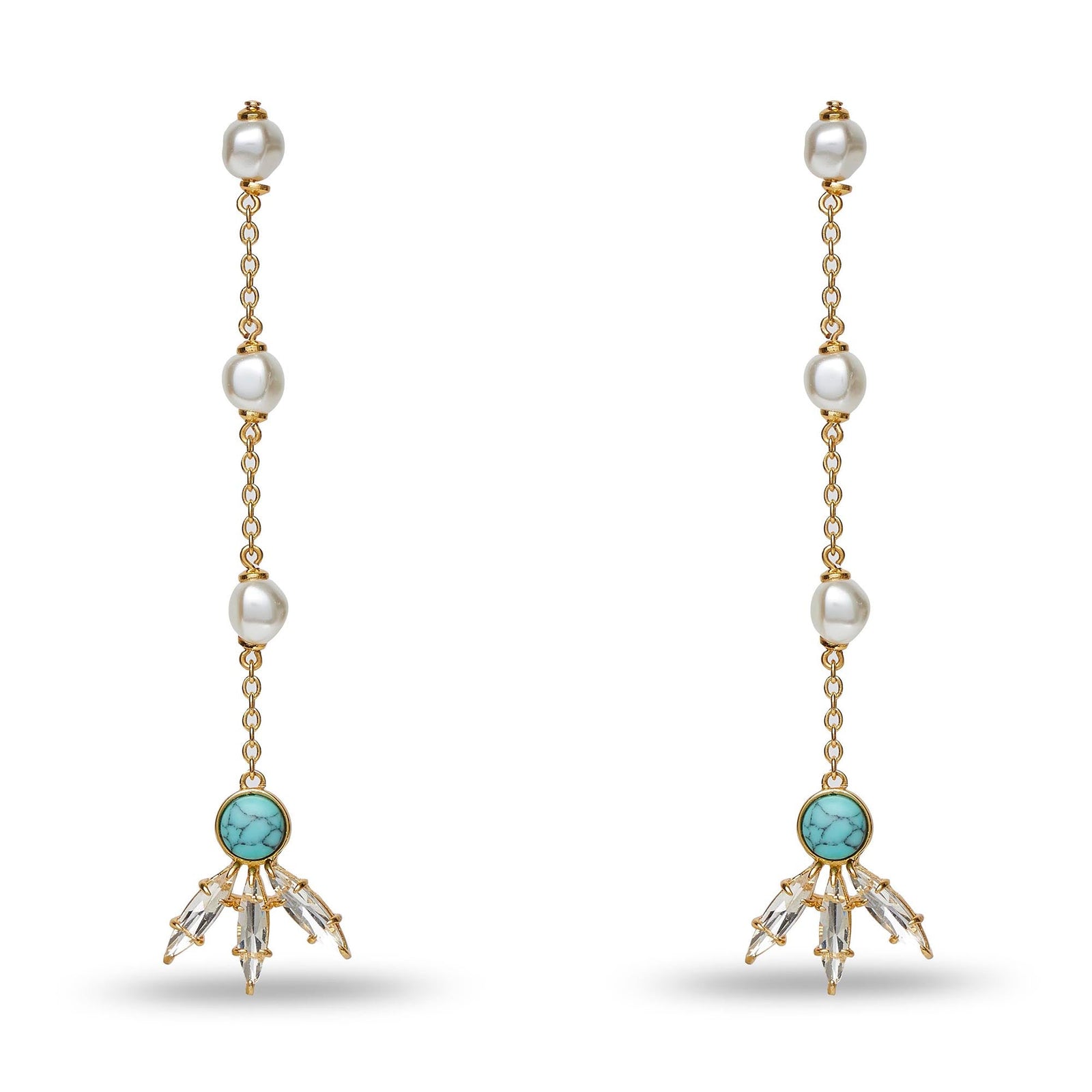 LELE SADOUGHI EARRING TURQUOISE SEA LINEAR TRIFOLD EARRING