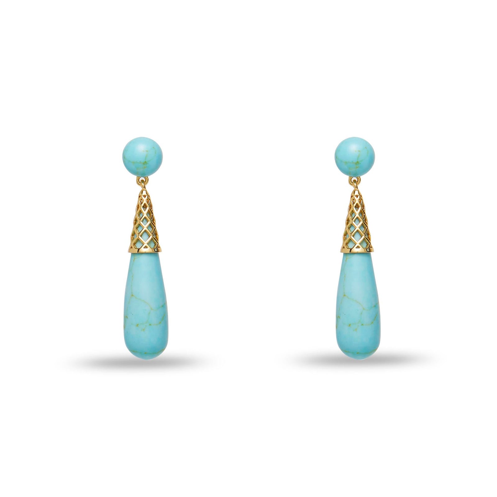 LELE SADOUGHI EARRING TURQUOISE SKY GOLD CAGE DROP EARRING