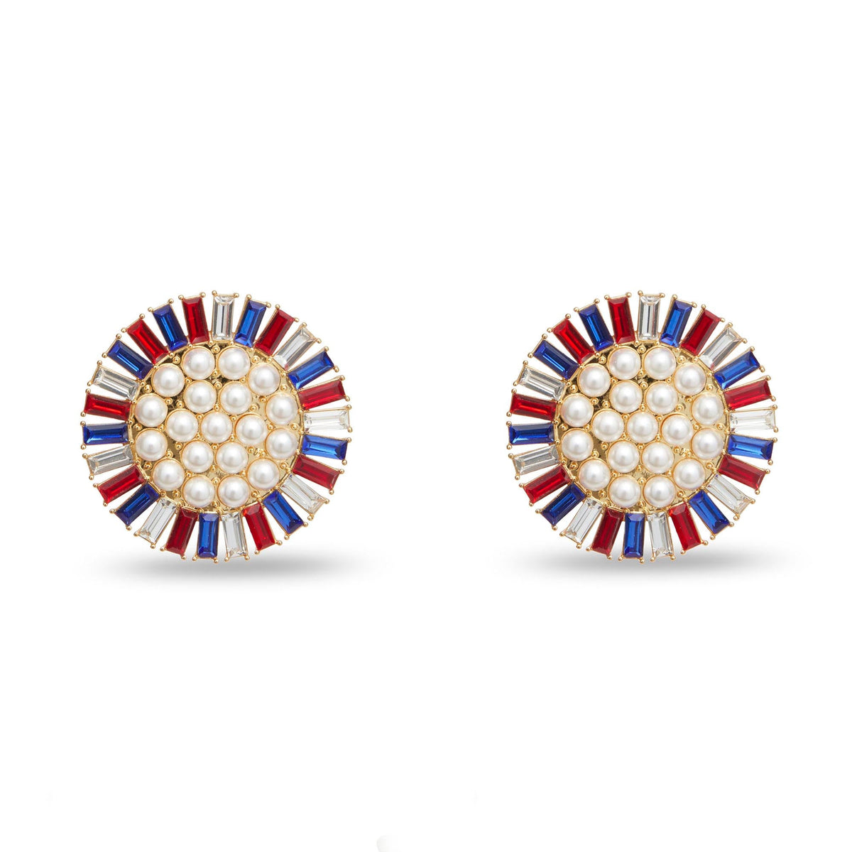 LELE SADOUGHI EARRINGS AMERICANA RED WHITE & BLUE BUTTON EARRINGS