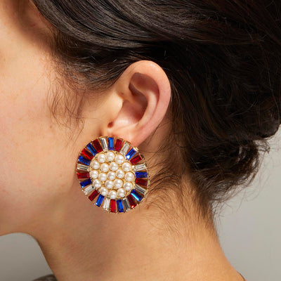 LELE SADOUGHI EARRINGS AMERICANA RED WHITE & BLUE BUTTON EARRINGS